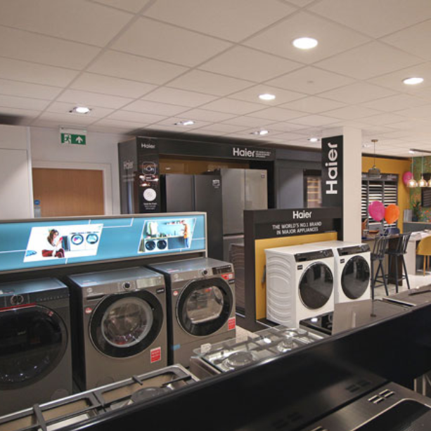 Crampton & Moore store, showing lots of washing machines in the shop.