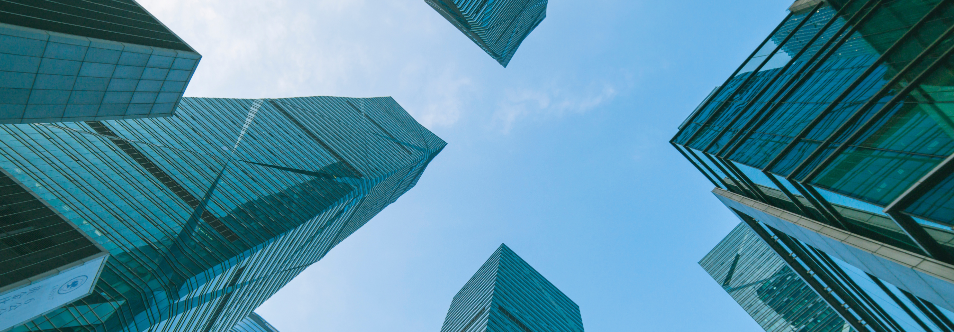 Low shot of hugh-rise buildings