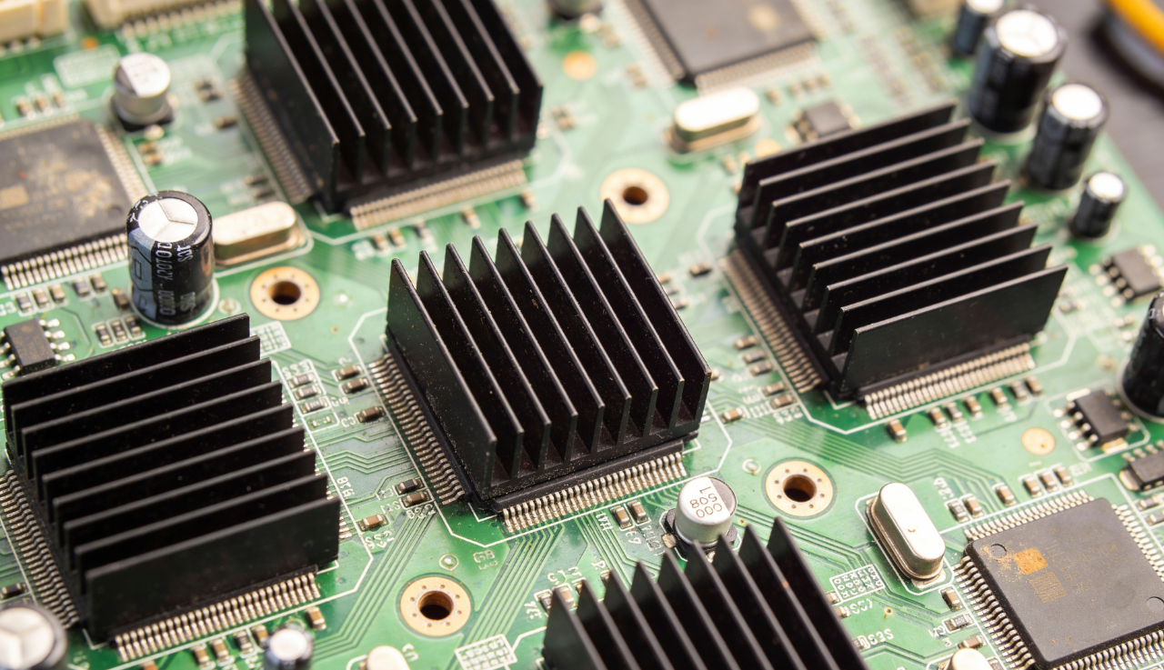 Close up of a motherboard.