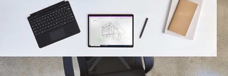 Microsoft tablet on desk