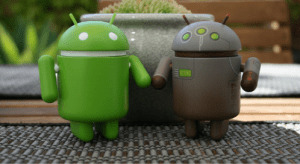 Android OS icons holding hands